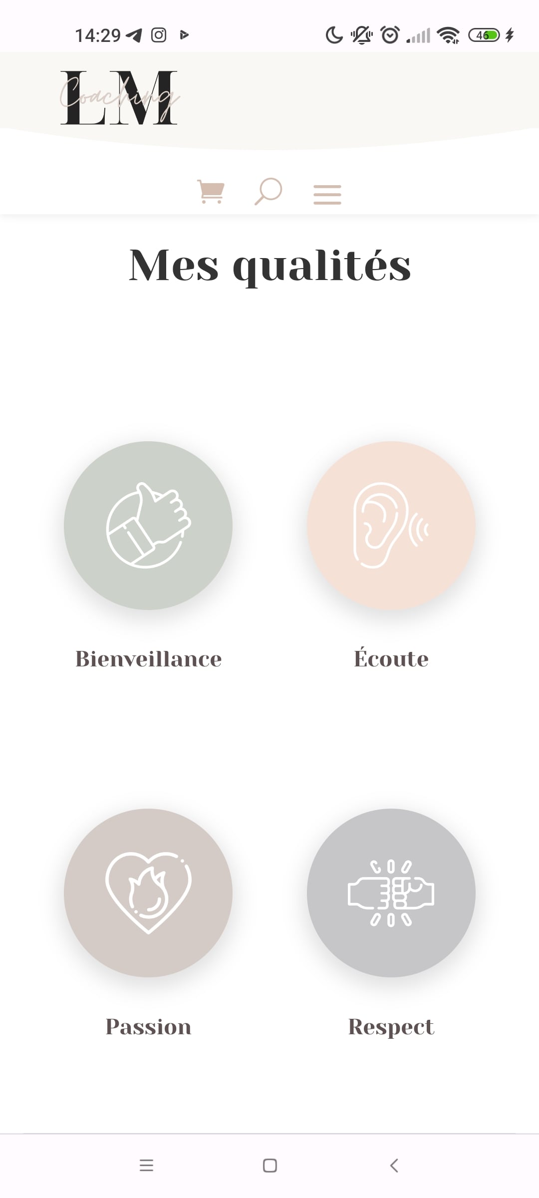 Page a propos Lucie Manach, zoom sur les qualités présentées sous forme de bulles