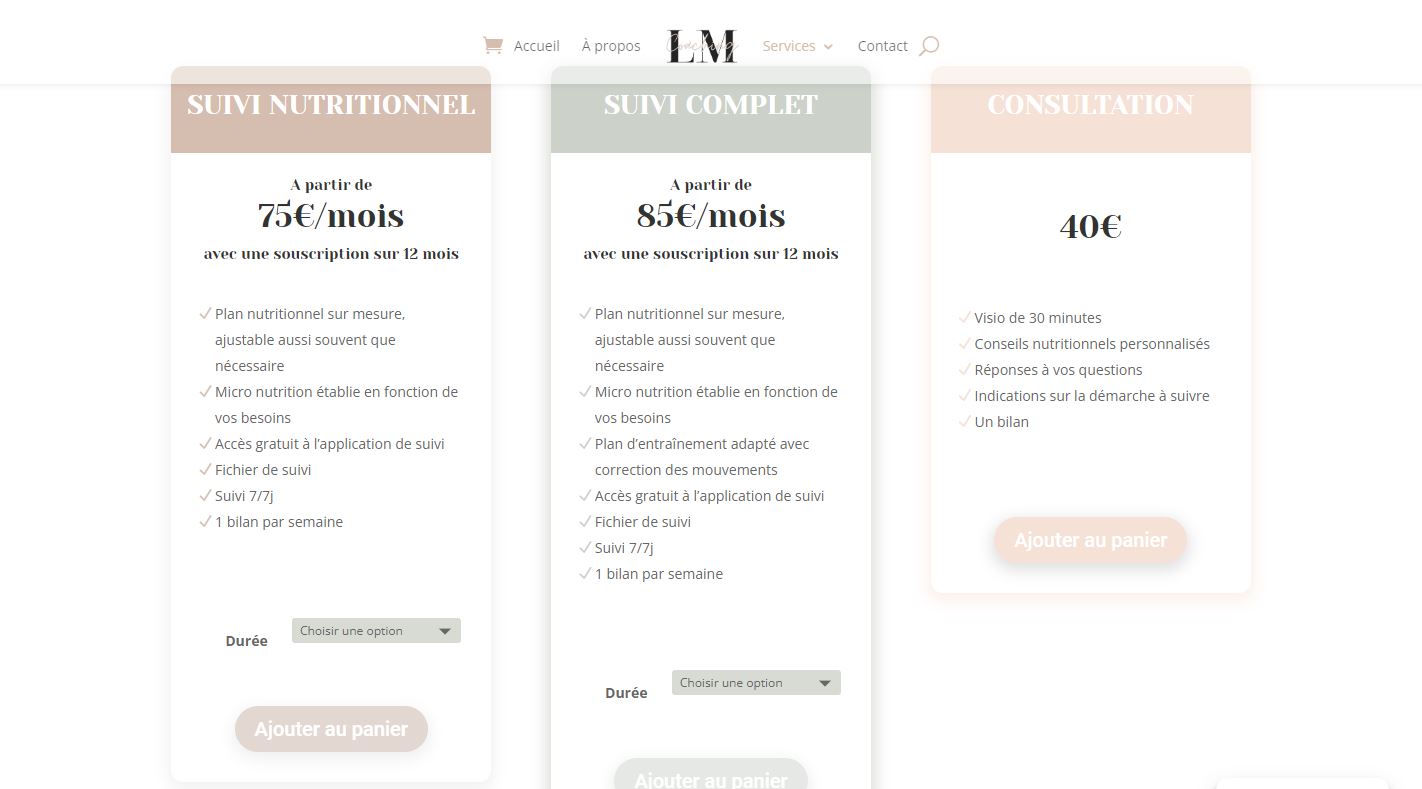 Page services Lucie Manach, mise en page modene des 3 services