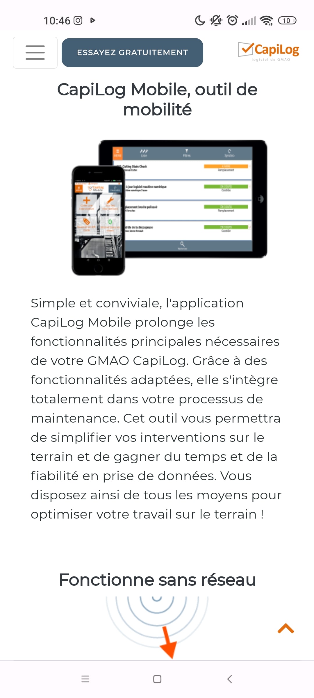 Site CapiLog section mobilité sur le terrain