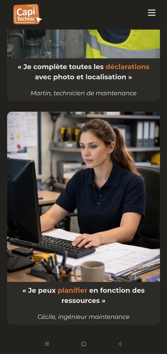 Page cas d'usage du site Capitechnic.com