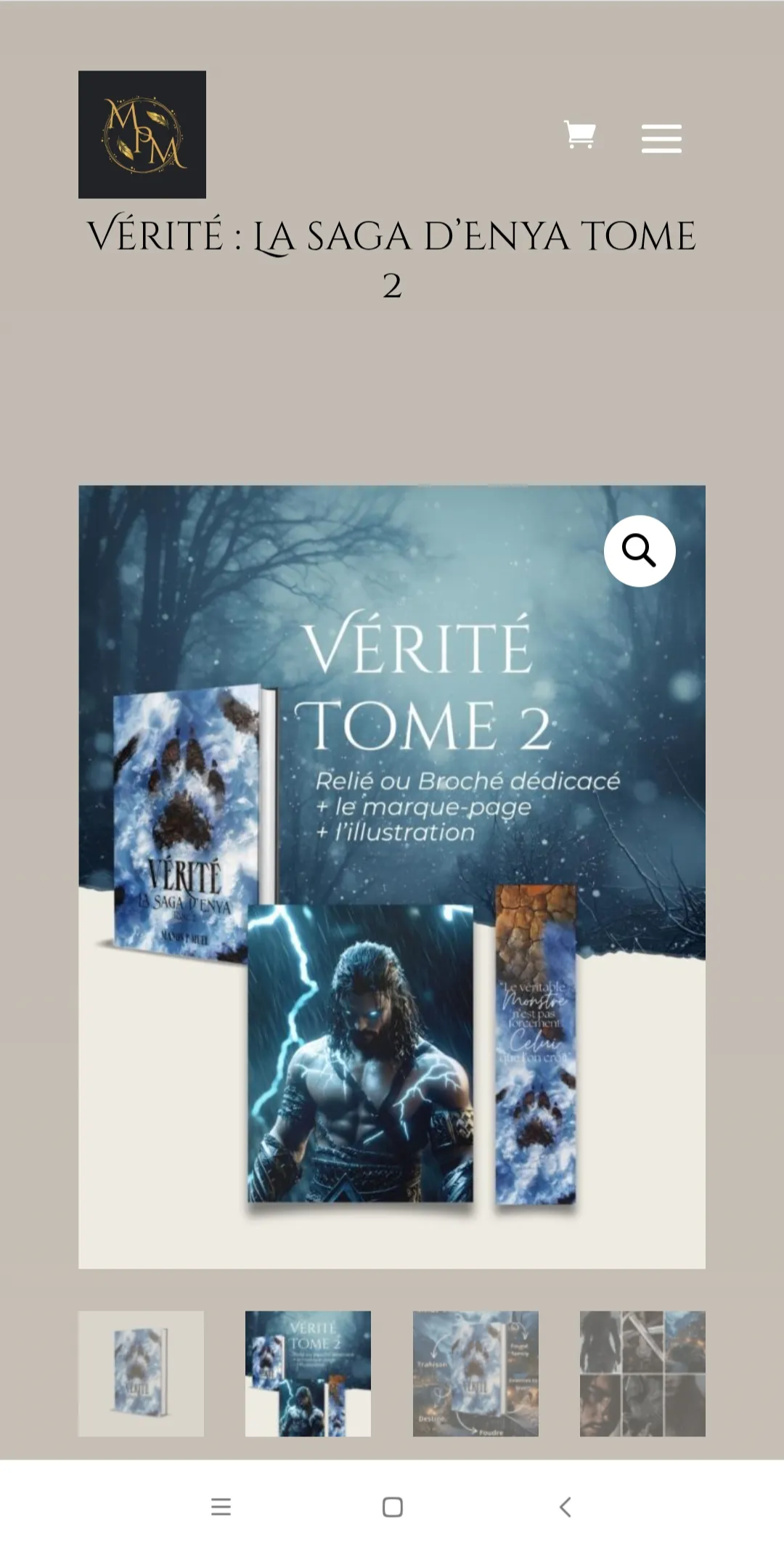 Page boutique du tome 2 de la saga d'Enya