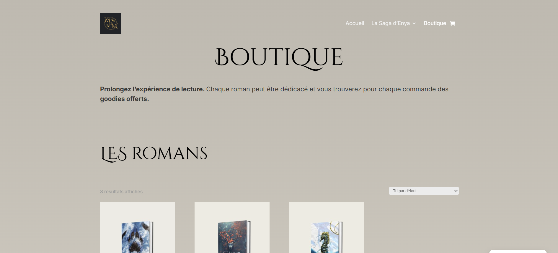 Boutique en ligne de manon P Muel pour commercialiser ses livres